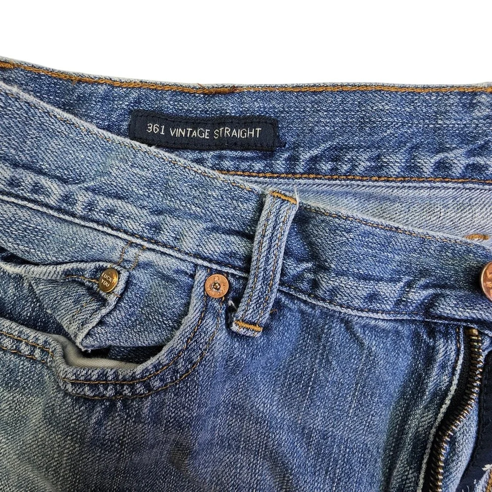 Lucky Brand 361 Vintage Straight Mens Blue‎ Medium Wash Denim Jeans 36x30